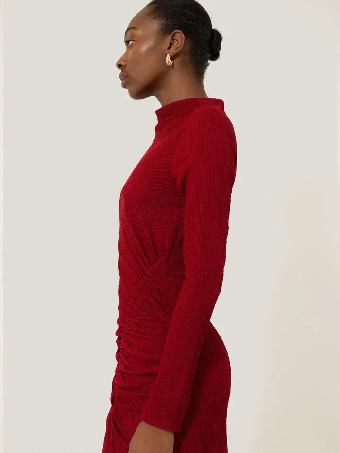 Women Crinkle Ruched Jersey Dress Red Jigsaw Dresses and Jumpsuits