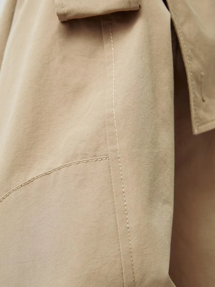 Women Cropped Cotton Trench Jacket Stone Jigsaw Coats and Jackets