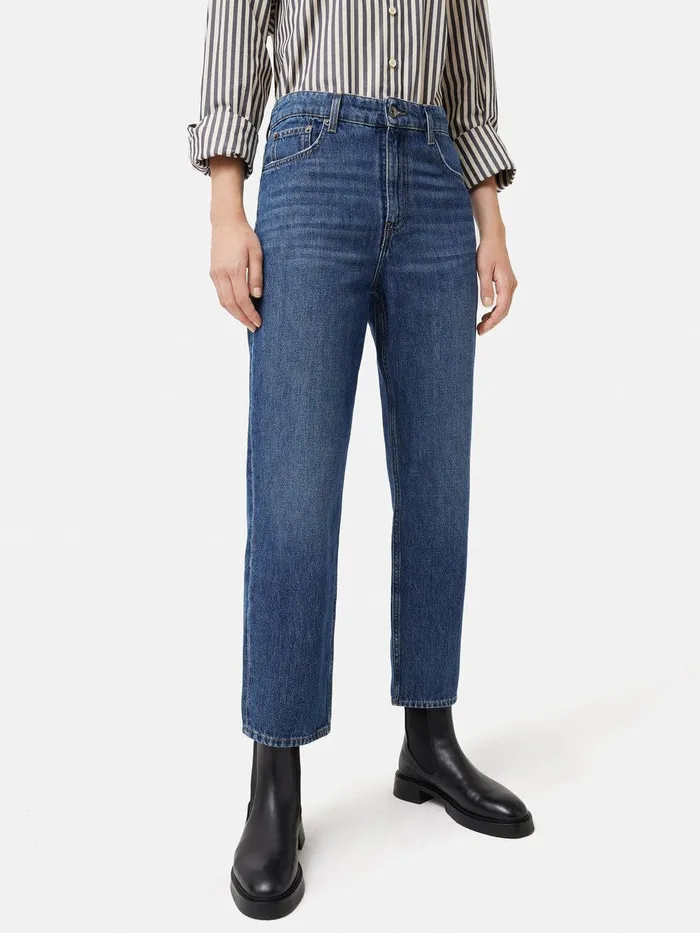 Women Delmont Cropped Tapered Jean Blue Jigsaw Trousers