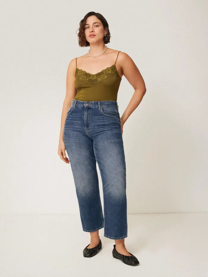 Women Delmont Cropped Tapered Jean Blue Jigsaw Trousers
