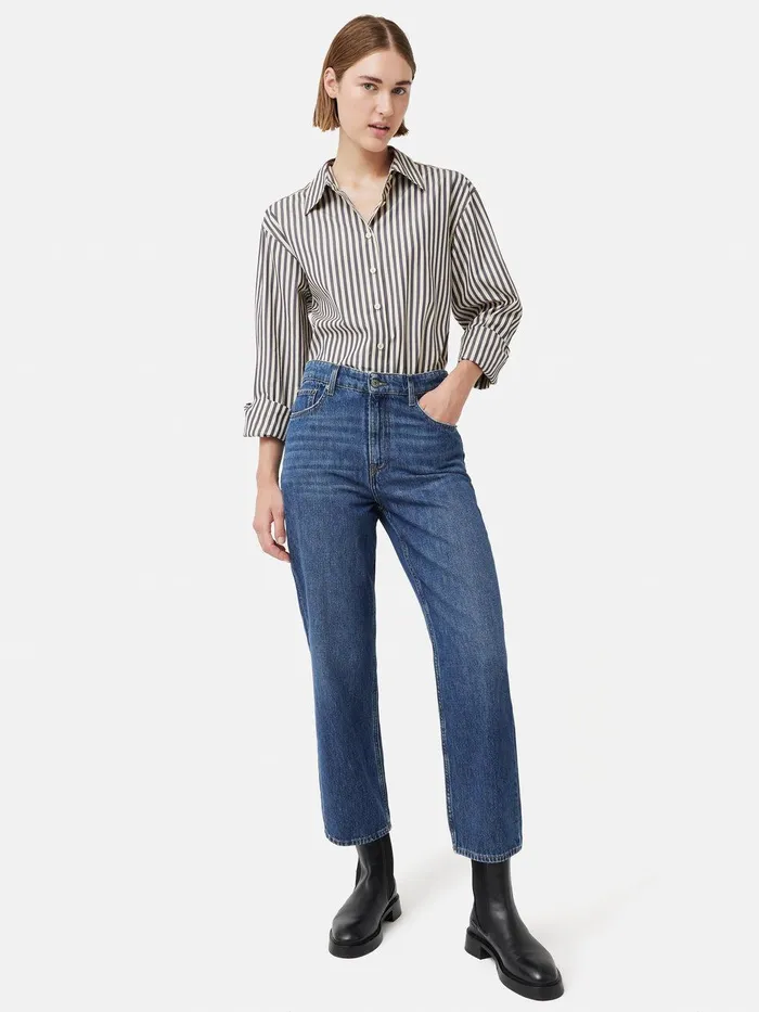 Women Delmont Cropped Tapered Jean Blue Jigsaw Trousers