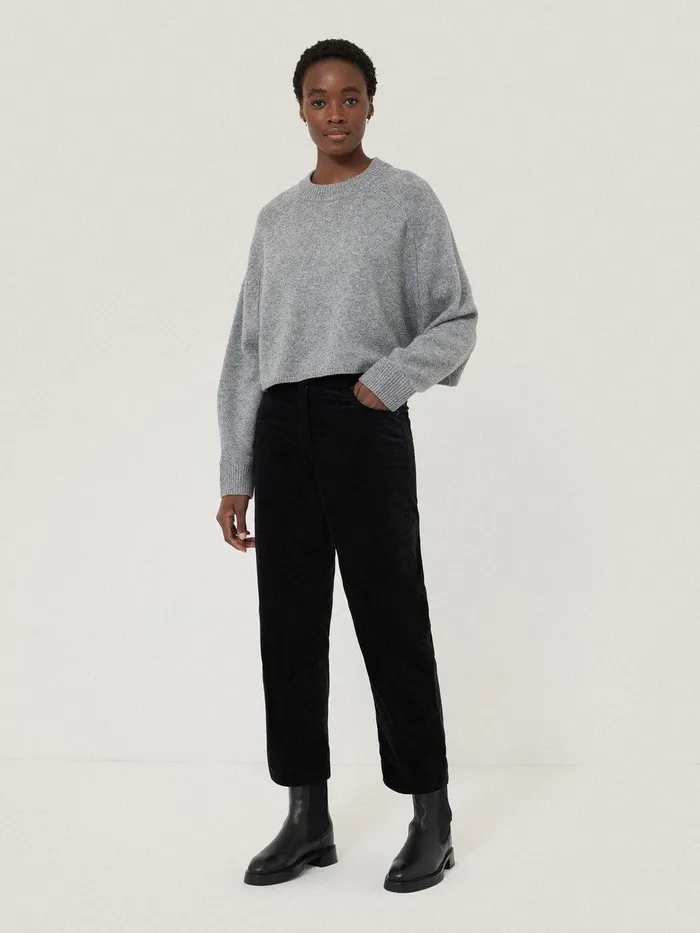 Women Delmont Velvet Tapered Jean Black Jigsaw Party