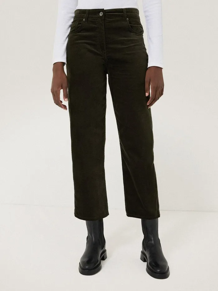 Women Delmont Velvet Tapered Jean Dark Green Jigsaw Trousers
