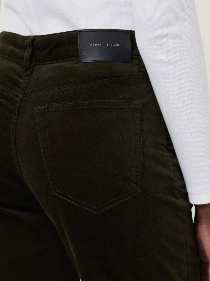 Women Delmont Velvet Tapered Jean Dark Green Jigsaw Trousers