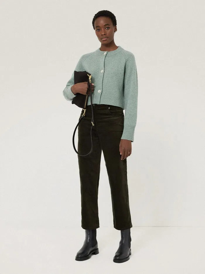 Women Delmont Velvet Tapered Jean Dark Green Jigsaw Trousers