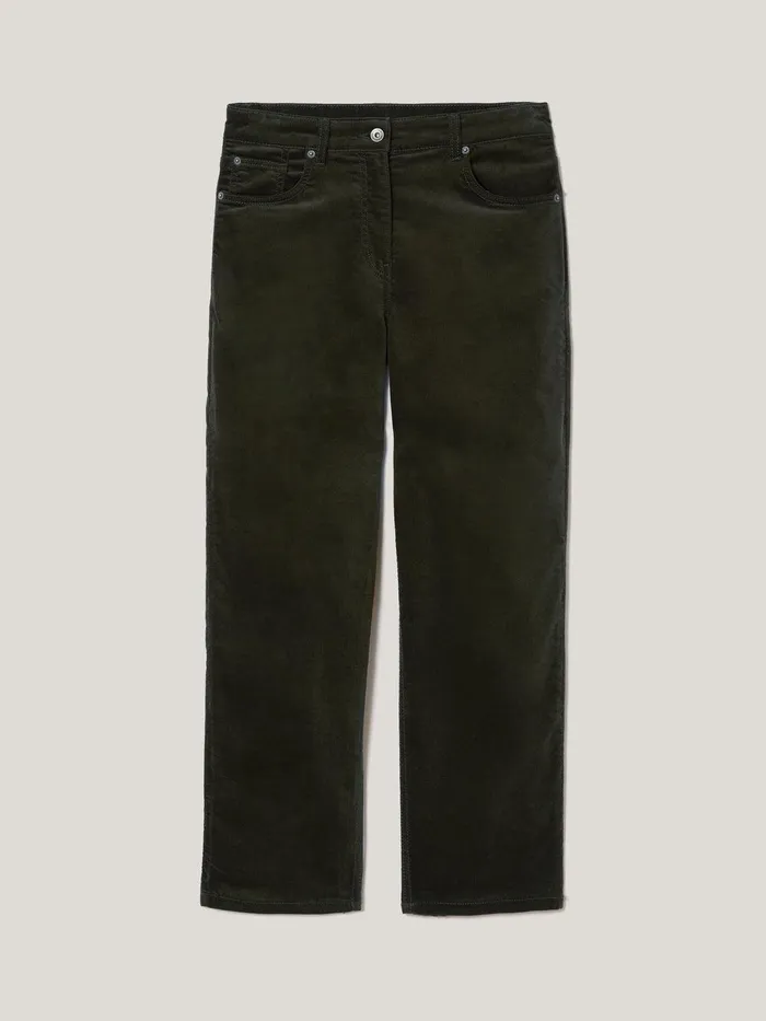 Women Delmont Velvet Tapered Jean Dark Green Jigsaw Trousers