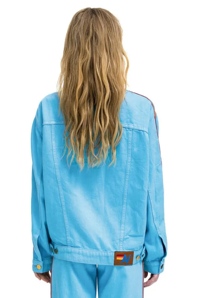 Women Denim Aviator Nation BOLT STRIPE OVERSIZED CONCERT DENIM JACKET 8211 SKY Women Denim Aviator Nation BOLT STRIPE OVERSIZED CONCERT DENIM JACKET 8211 SKY