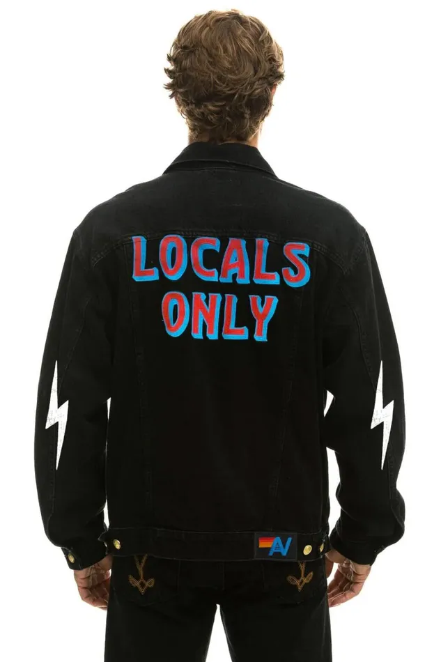 Women Denim Aviator Nation LOCALS ONLY OVERSIZED CONCERT DENIM JACKET 8211 VINTAGE BLACK Women Denim Aviator Nation LOCALS ONLY OVERSIZED CONCERT DENIM JACKET 8211 VINTAGE BLACK