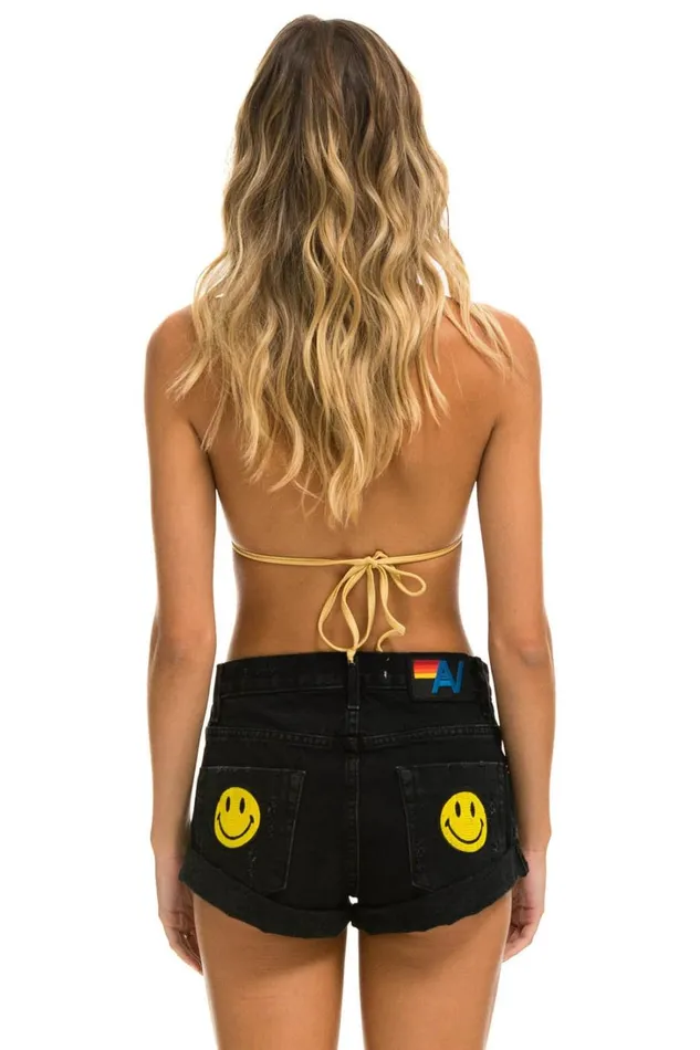 Women Denim Aviator Nation LOW RISE ROCKER JEAN SHORTS 8211 VINTAGE BLACK