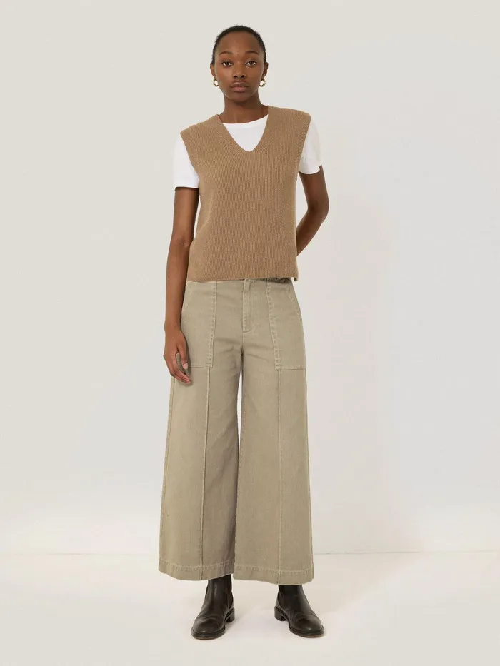 Women Denim Sailor Trouser Brown Jigsaw Denim