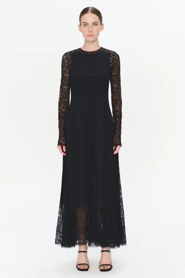 Women Dresses and Jumpsuits Jonathan Simkhai Brinda Gown Black Lace FlowerLength Gown