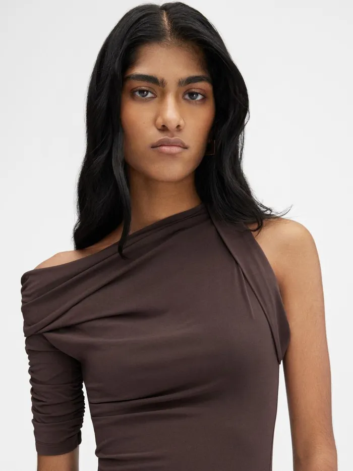 Women Dresses and Skirts JACQUEMUS The Drapeado Mini Dress Dark Brown