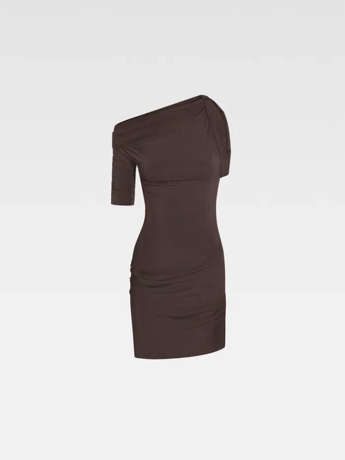 Women Dresses and Skirts JACQUEMUS The Drapeado Mini Dress Dark Brown