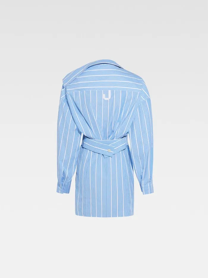 Women Dresses and Skirts JACQUEMUS The Mini Shirt Dress Jacquard Bluewhite