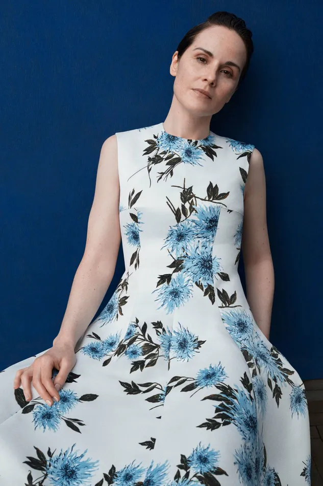 Women Dresses Emilia Wickstead Mara Dress Blue Dahlia Floral Print Taffeta Faille