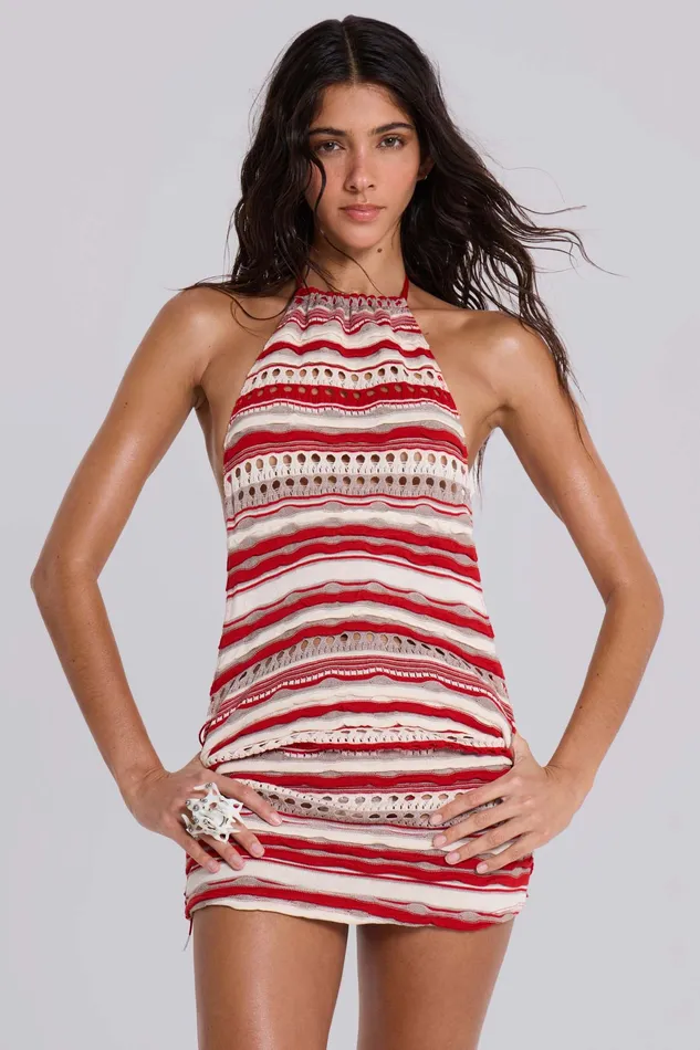 Women Dresses Jaded London Shop Cata Halter Ruffle Knit Mini Dress