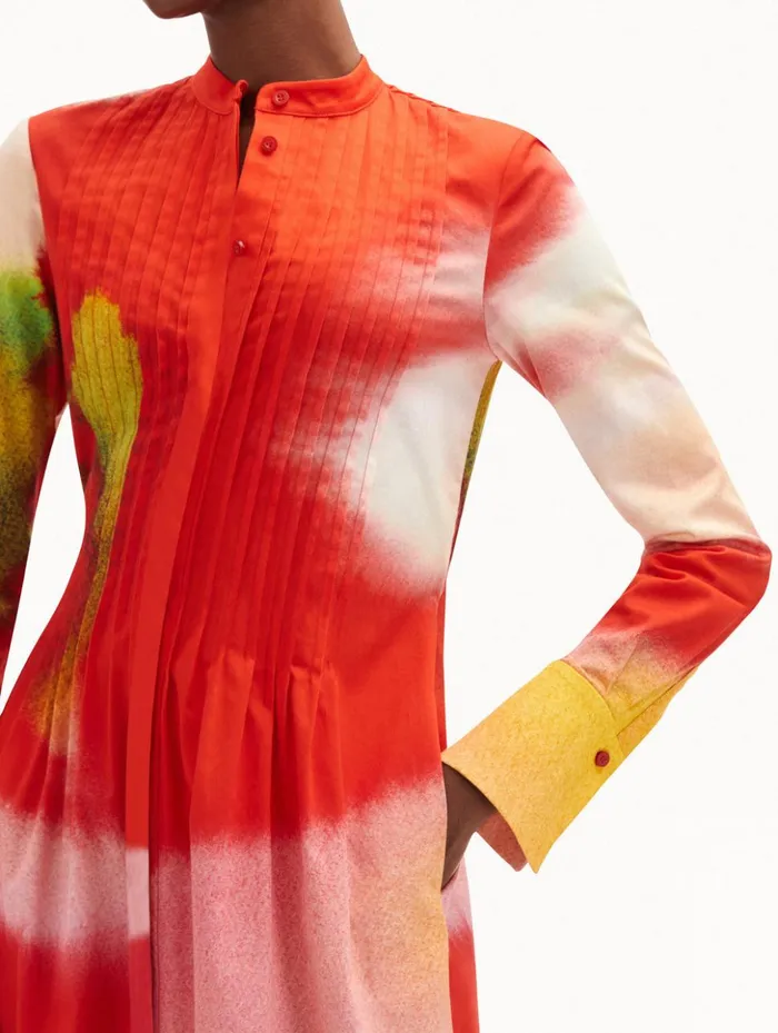 Women Dresses Oscar De La Renta Abstract Watercolor Caftan Vermilion Multi Women Dresses Oscar De La Renta Abstract Watercolor Caftan Vermilion Multi