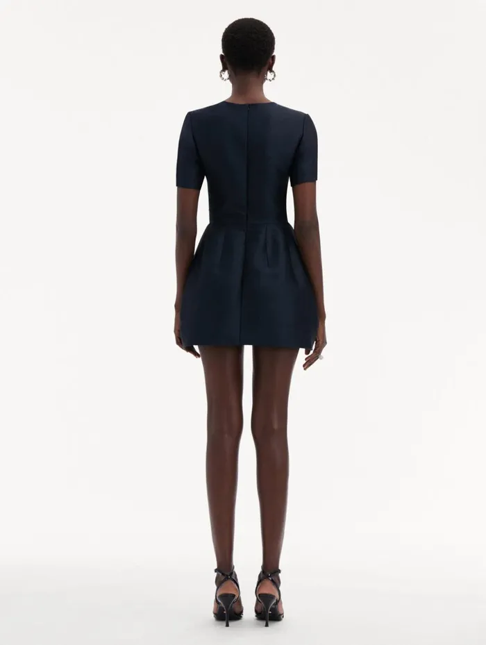 Women Dresses Oscar De La Renta Chrysanthemum Jacquard Short Sleeve Dress White Navy Women Dresses Oscar De La Renta Chrysanthemum Jacquard Short Sleeve Dress White Navy