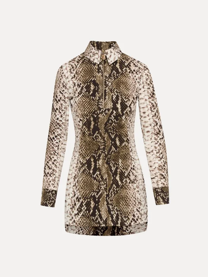 Women Dresses Oscar De La Renta Snake Cotton Poplin Shirt Dress Olive