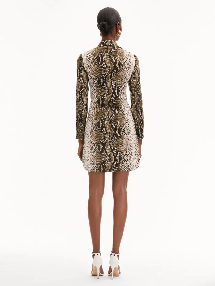 Women Dresses Oscar De La Renta Snake Cotton Poplin Shirt Dress Olive