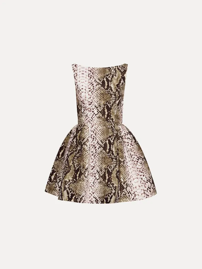 Women Dresses Oscar De La Renta Snake Faille Cocktail Dress Olive