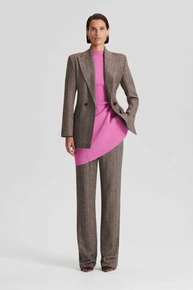 Women Dresses Scanlan Theodore CREPE KNIT PEPLUM DRESS PEONY