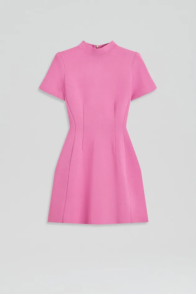 Women Dresses Scanlan Theodore CREPE KNIT PEPLUM DRESS PEONY