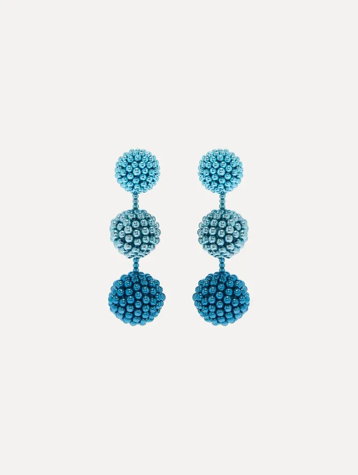 Women Earrings Oscar De La Renta Beaded Sphere Earrings Blue