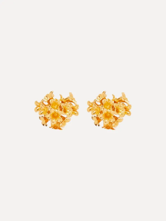 Women Earrings Oscar De La Renta Bouquet Button ClipOn Earrings Gold