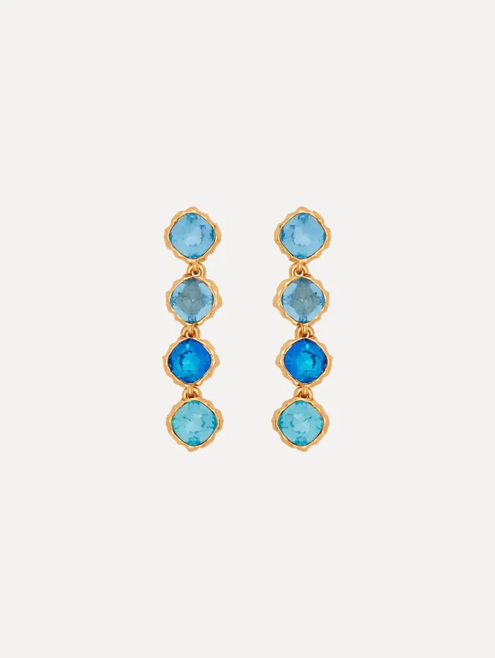 Women Earrings Oscar De La Renta Classic Crystal Strand Earrings Aquamarine