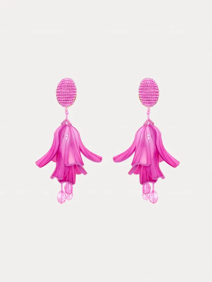 Women Earrings Oscar De La Renta Classic Impatiens ClipOn Earrings Rose