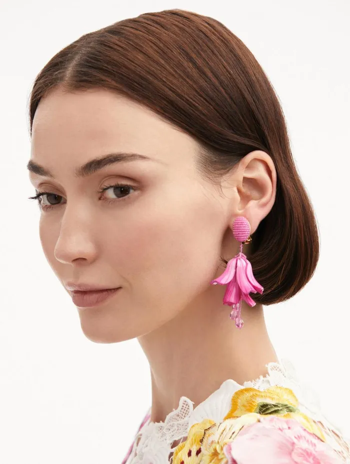 Women Earrings Oscar De La Renta Classic Impatiens ClipOn Earrings Rose