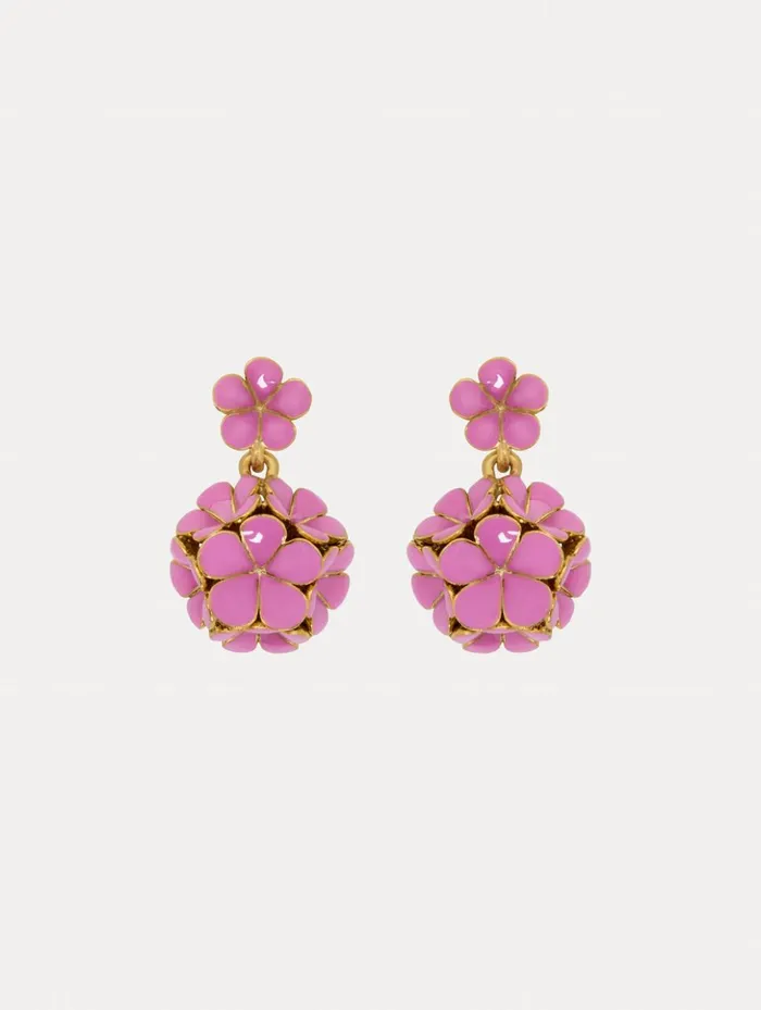 Women Earrings Oscar De La Renta Enamel Flower Drop ClipOn Earrings Rose