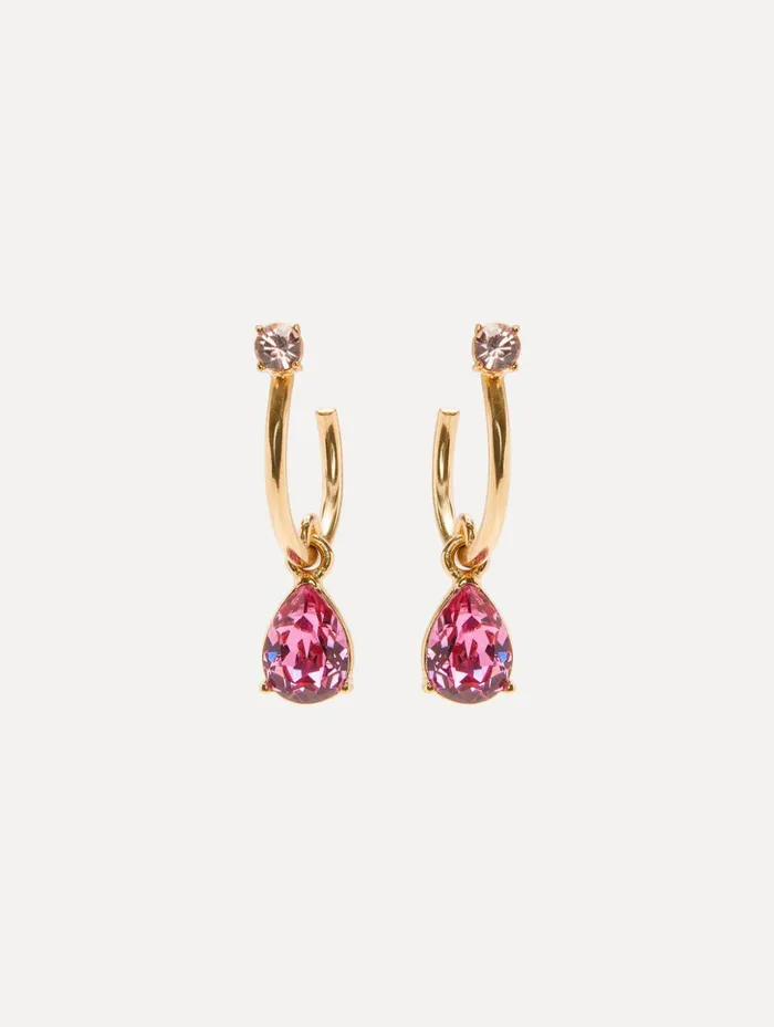 Women Earrings Oscar De La Renta Hoop and Pear Drop Earrings Rose