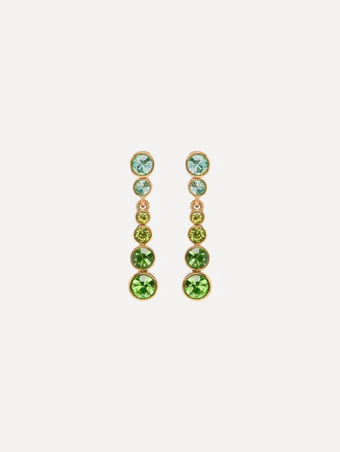 Women Earrings Oscar De La Renta Round Stone Drop ClipOn Earrings Green Multi