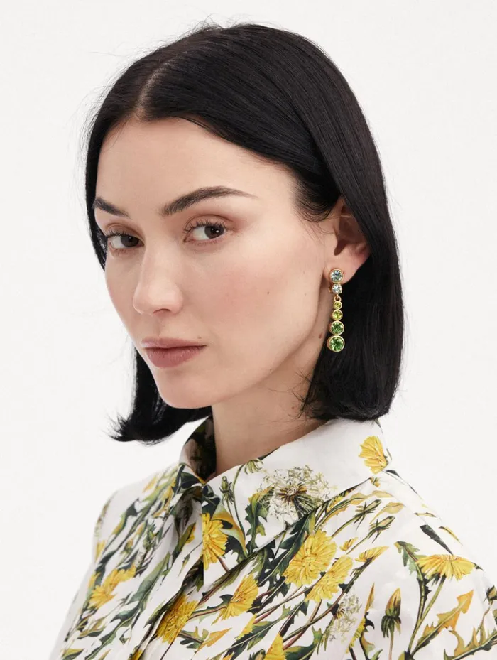 Women Earrings Oscar De La Renta Round Stone Drop ClipOn Earrings Green Multi Women Earrings Oscar De La Renta Round Stone Drop ClipOn Earrings Green Multi