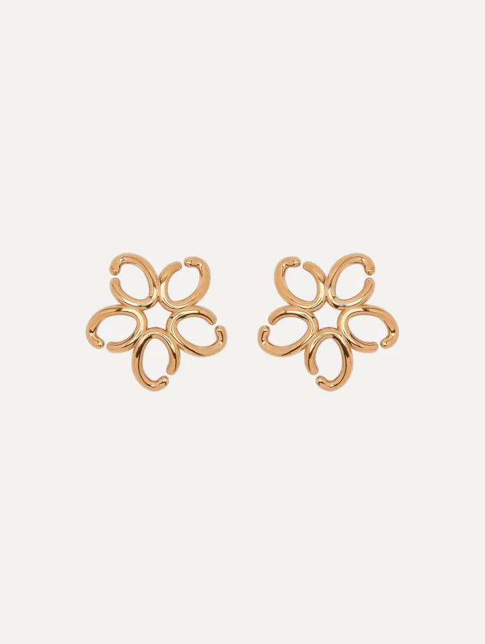 Women Earrings Oscar De La Renta Small O Flower Earrings Gold