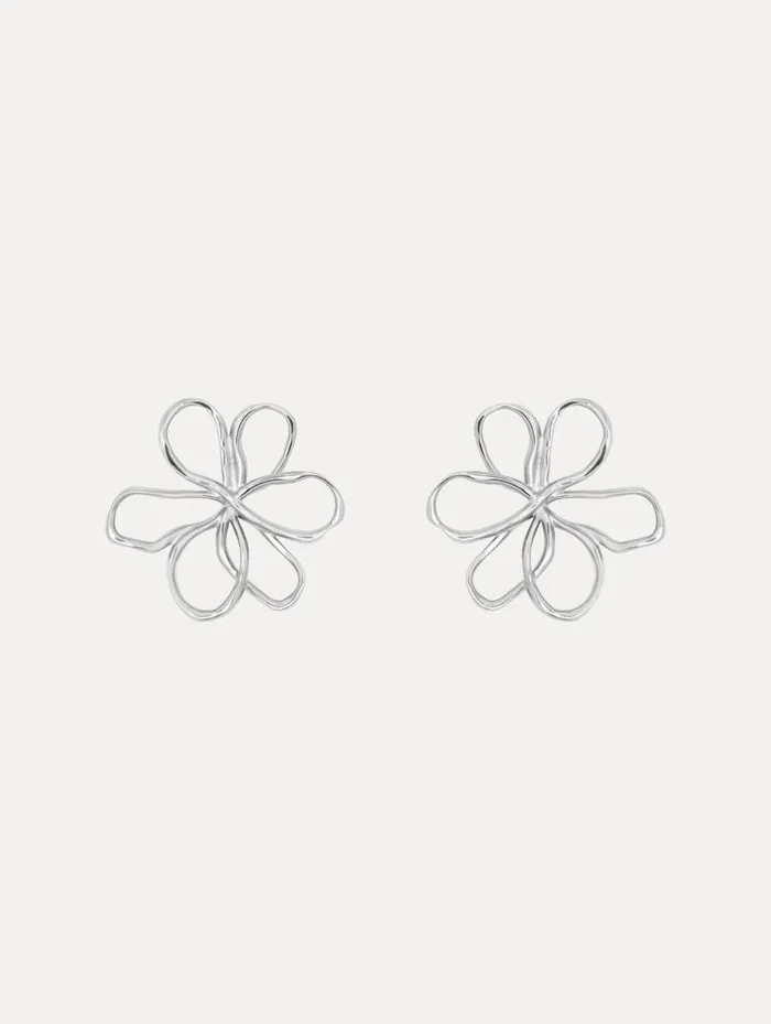 Women Earrings Oscar De La Renta Small Threaded Flower Earrings Silver