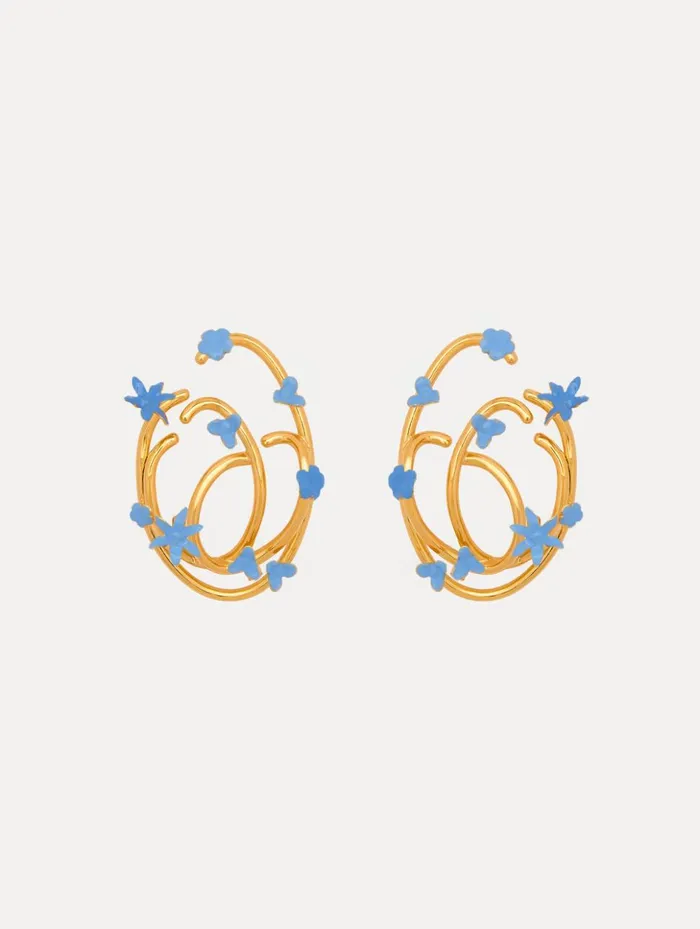 Women Earrings Oscar De La Renta Tangled O Floral Earrings Blue