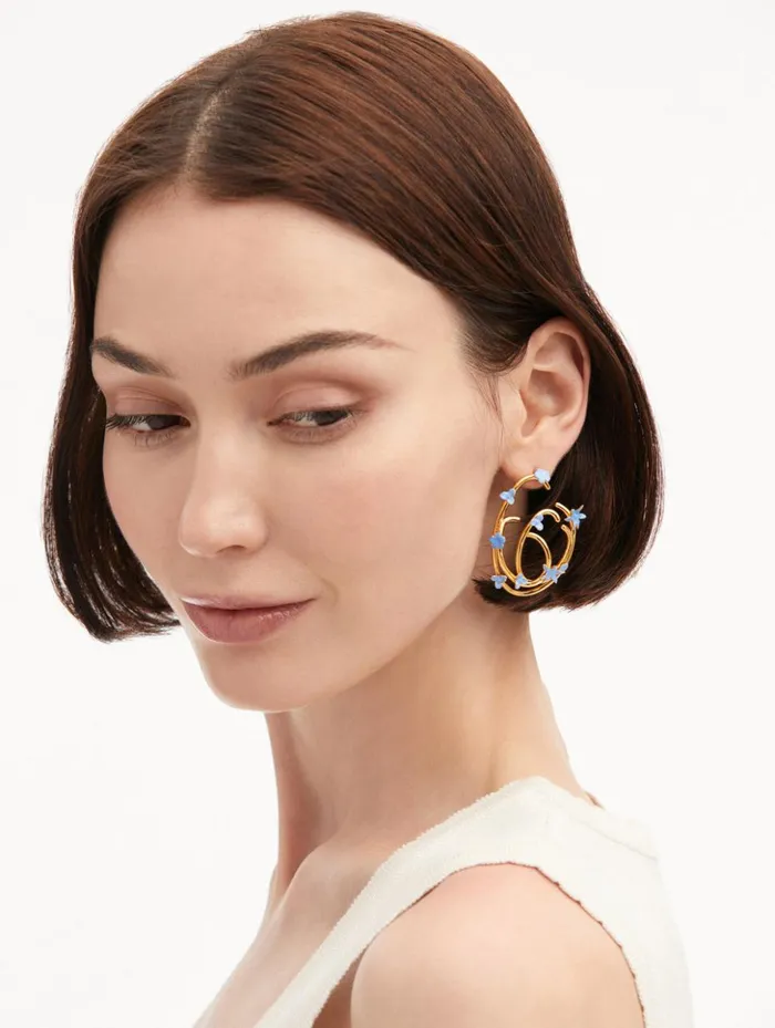 Women Earrings Oscar De La Renta Tangled O Floral Earrings Blue Women Earrings Oscar De La Renta Tangled O Floral Earrings Blue