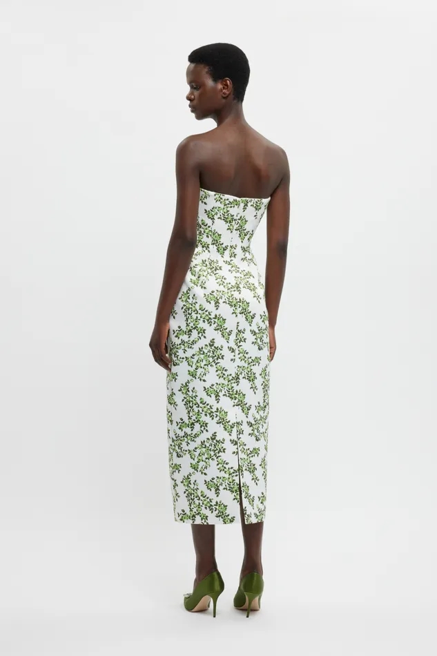 Women Emilia Wickstead Leila Dress In Blue Roses on White Taffeta Faille Dresses