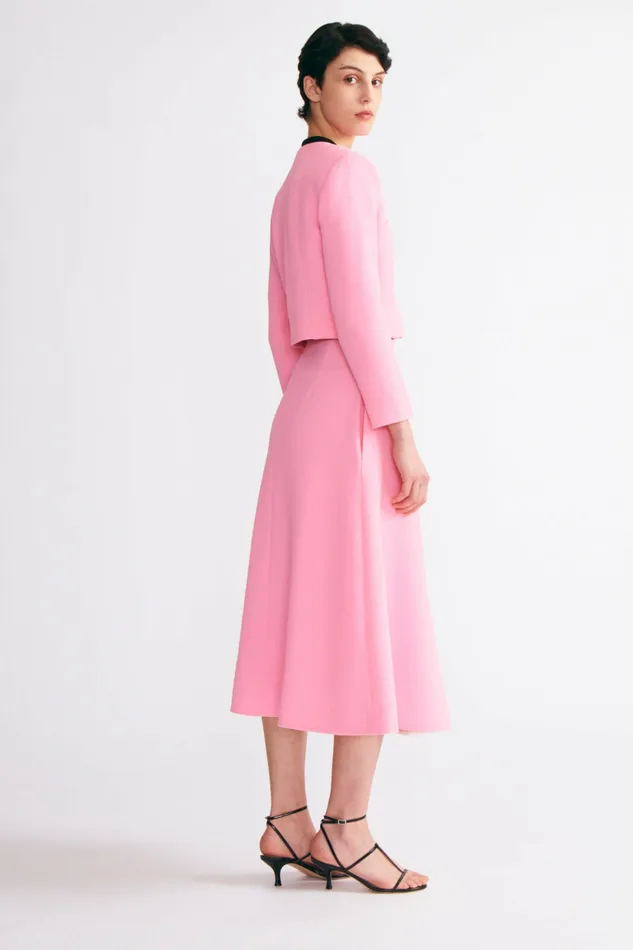 Women Emilia Wickstead Sato ALine Inverted Pleat Skirt Pink Double Crepe Skirts Women Emilia Wickstead Sato ALine Inverted Pleat Skirt Pink Double Crepe Skirts