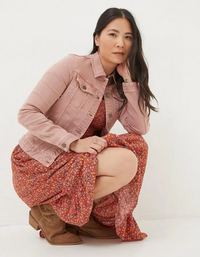 Women FatFace Coats and Jackets Tasha Denim Jacket Rose Pink