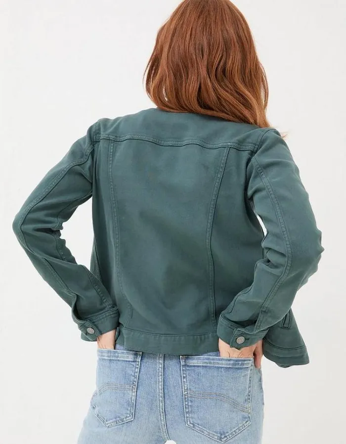 Women FatFace Coats and Jackets Tasha Denim Jacket Teal Green