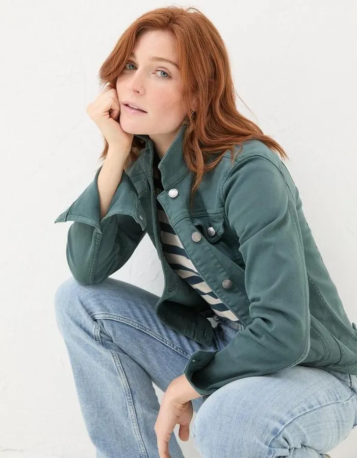 Women FatFace Coats and Jackets Tasha Denim Jacket Teal Green