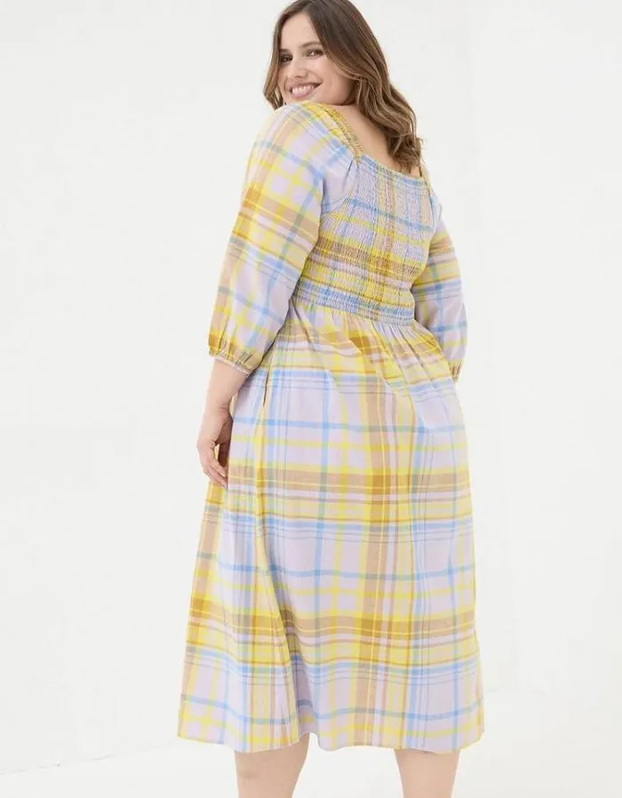 Women FatFace Dresses Adele Check Midi Dress Multi