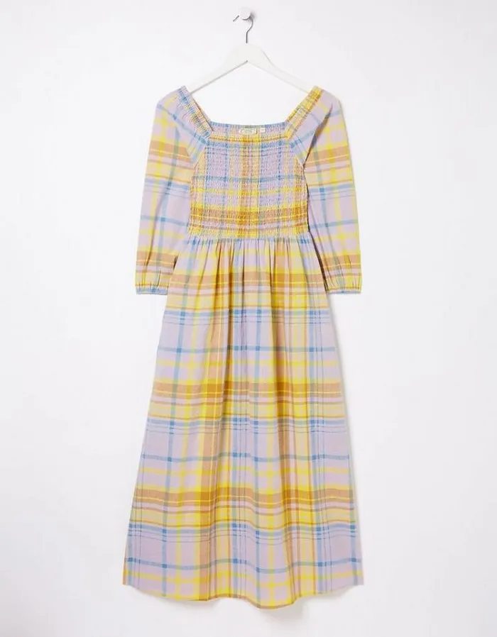 Women FatFace Dresses Adele Check Midi Dress Multi