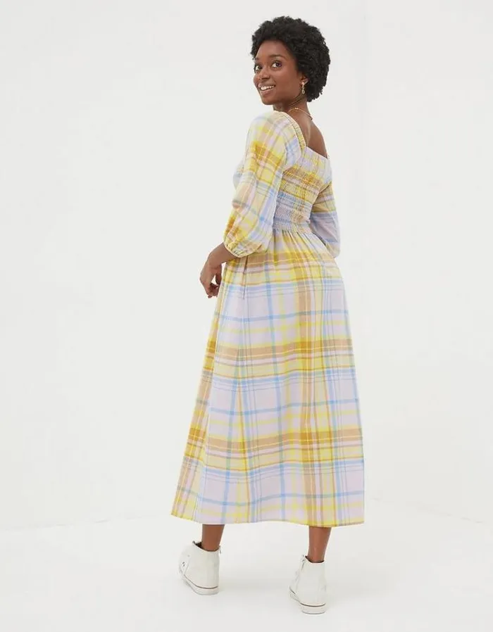 Women FatFace Dresses Adele Check Midi Dress Multi