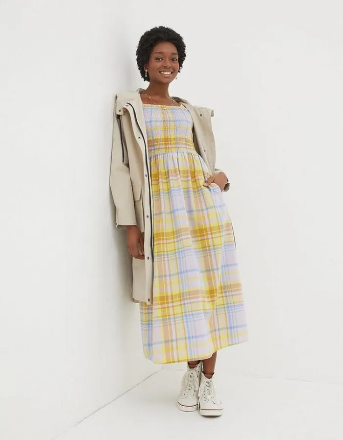 Women FatFace Dresses Adele Check Midi Dress Multi