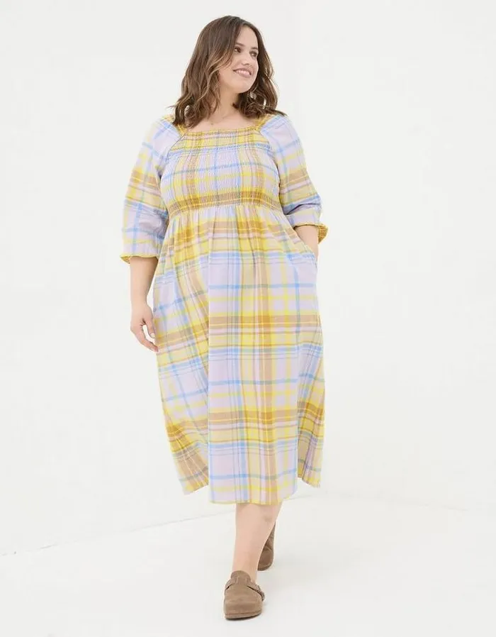 Women FatFace Dresses Adele Check Midi Dress Multi